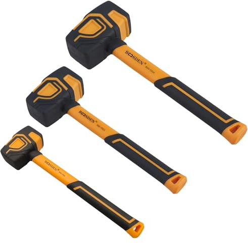 BOOSDEN Rubber Mallet Set, 3-Pack 10 oz 20 oz and 36 oz, With Hook, Solid Head & Ergonomic Grip Handle, Soft Face Hammer for Flooring, Woodworking
