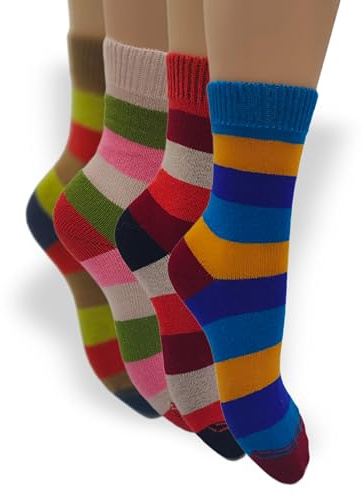 PASINI FASHION 4 Paia - Calze da donna corte a righe con angora - Collezione LADY BUNNY - soffici, calde e confortevoli (35-38)