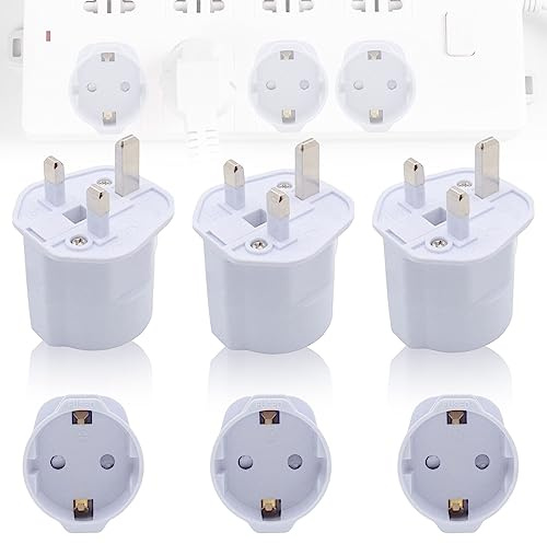 3X Reiseadapter UK: Adapter England Deutschland Stecker Stromadapter Reisestecker Schuko EU zu UK Steckdose, EU auf UK Adapterstecker, Steckdosenadapter Reisestecker für UK, Irland Malta-Weiß