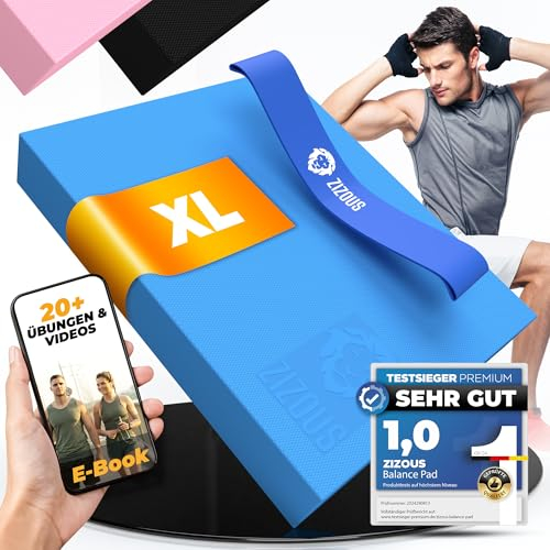 ZIZOUS® Balance Pad XL - Premium Balance Kissen für Gleichgewichtsübungen - Rutschfestes Balancekissen Physiotherapie Yoga Pilates - Robustes Gleichgewichtskissen inkl Ebook - Balance Kissen groß