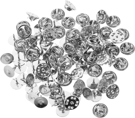 SEWOART 50 Sätze Clutch Tie Tacks Blank mit Clutch Back Chrom Hochwertige Anstecker Ohne Verzierung Ideal für Bastelprojekte Abzeichen und Broschen mit Drehverschluss für Sicheren Halt