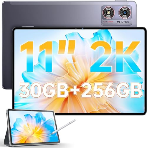 Oukitel OT8 Tablet 11 Zoll 2K, Android 13 Tablet mit Stift, 30(6+24) GB+256GB Gaming Tablet, Octa-Core Unisoc T606 Tablet 4G LTE, 8800mAh, 8MP+13MP AI Kamera, Dual SIM/TÜV/GPS/Widevine L1 (grau)