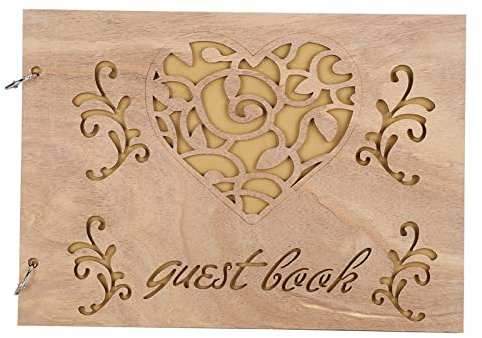 Hochzeits-Gästebuch aus Holz, Hochzeits-Gästebuch-Album, Nachrichten-Notizbuch, rustikales Holz-Gästebuch für Hochzeit, Verlobung, Dekoration, Jahrestag (Style three (supplier specification: JM01636))