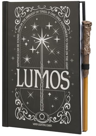 Grupo Erik Harry Potter Lumos Notizbuch A5 Journal Tagebuch Merch Geschenke | Tagebuch mit Licht und Zauberstab-Stift Hardcover Mädchen und Jungen Einschulung - Notizblock A5