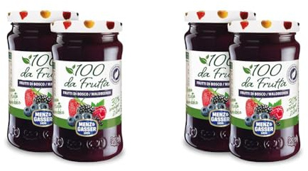 Menz&Gasser, Composta di Frutti di Bosco 100Dafrutta, 100% Frutta IQF di Alta Qualità, 100% Made in Italy, Naturalmente Senza Glutine, Vegan, 2 Vasi x 240 g (Confezione da 2)