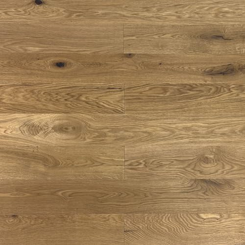 Suelo de parquet Roble Parquet Rústico Lecho de 3 capas 150 mm de ancho cepillado, biselado y acabado aceitado, sistema de clic (roble rústico 150 mm de ancho, suelo de parquet - 1 paquete)