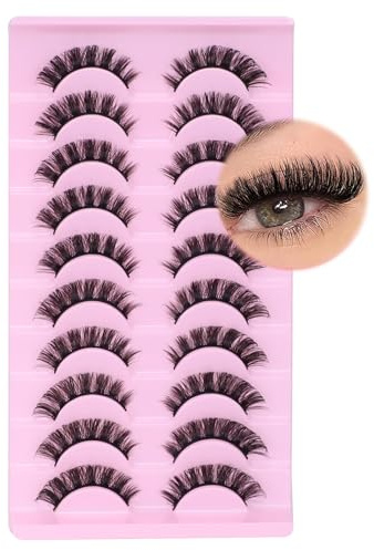 10 Pairs Russian Strip False Eyelashes - D Curl Natural Fluffy 3D Effect, Handmade Lightweight Volume Lashes, Soft Multi-Layered Fibers for Full, Wispy Look, Ideal for Daily Wear