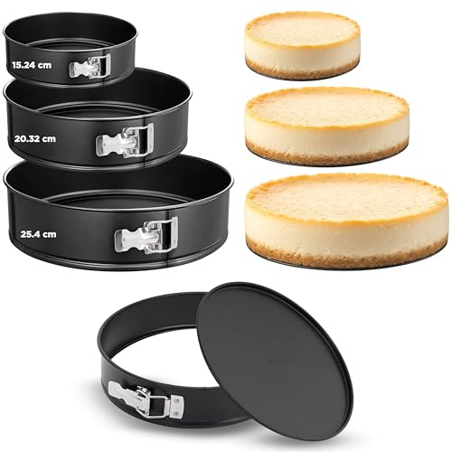Nutrichef moldes reposteria, Redondos, Para tartas, Desmontables, Set de 3 piezas, Antiadherentes, Varios tamaños