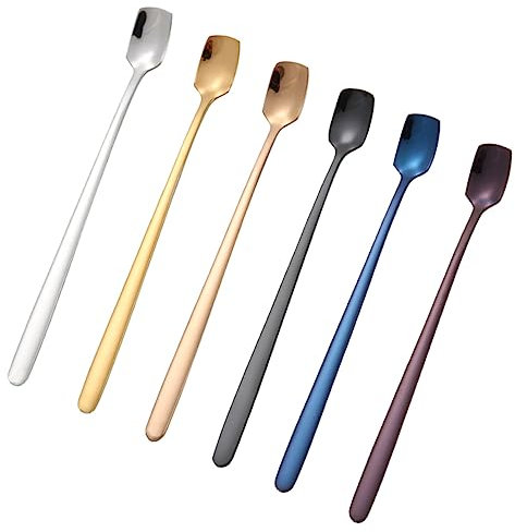 Cabilock Cucchiai Con Manico in Acciaio Inossidabile Set Da 6 Mescolatori Per Cocktail Per Caffè Tè E Panna Ghiacciata