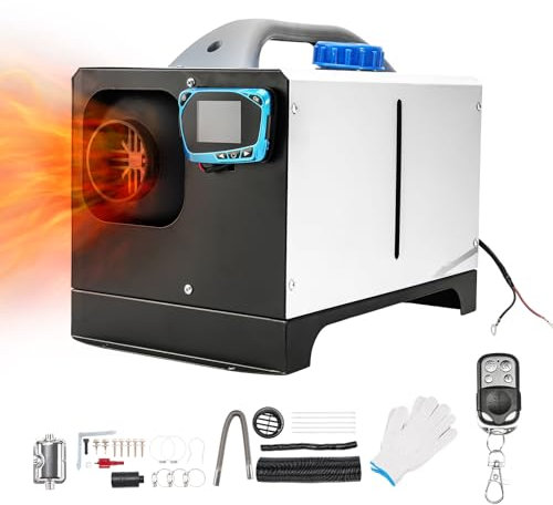 HALOYWB Chauffage Diesel 12 V 5 KW Tout-en-Un à Trou Unique avec écran LCD Intelligent pour Garage, Camping-Car, Camping-Car, Camion, remorque, Bateau (Blanc)