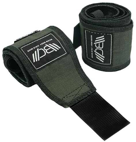 WARM BODY COLD MIND Muñequeras de algodón Crossfit, Levantamiento de Potencia, Peso Muerto, Gimnasio, Entrenamiento, Ejercicios y Fitness, Soporte de muñeca Resistente con