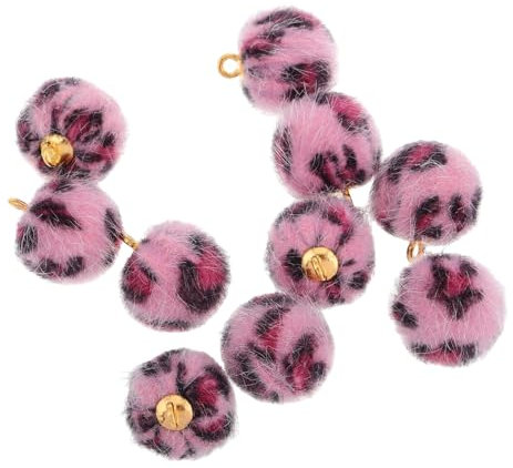 ANDRESLAD 10pcs Fashionable Leopard Print Plush Pompom Balls Pendant Accessories for Diy Jewelry and Craft