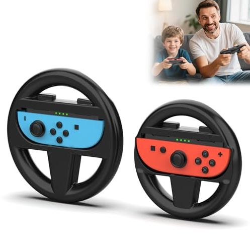 QYCHHJ For Nintendo Switch 2 Steering Wheel Compatible with Nintendo Switch 2 2025 Accessories, Family Use Racing Wheel Accessories Compatible with Switch 2 JoyCon Controllers, 2 Pack (black)
