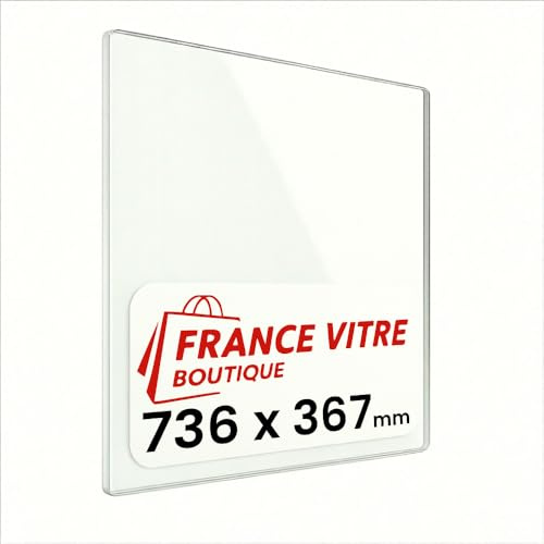 Godin - modèle : Shasta - 736 x 367 x 4 mm - Vitre d’Insert pour cheminée et poêle à Bois - Verre de Rechange Haute température - jusqu'à 800°C