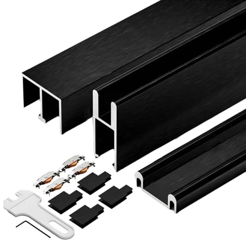 Peakjune SchiebetüRbeschlag,SchiebetüRs Schiene,SchiebetüRs-Hardware-Kit,SchiebetüRsystem Gleitschiene,Aluminiumlegierung Doppelte Schiene TüR Schiebe Moving Track,Reibungsloser Und Betrieb