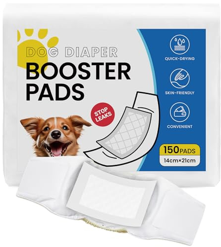 Quuzee Disposable Dog Nappy Liners,150 Count Dog Diaper Liners for Male & Female Dogs, Super Absorbent Diaper Inserts Booster Pads fit Most Dog Pants and Dog Nappies, Long