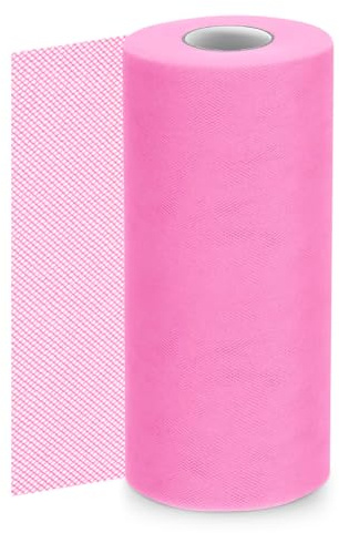 Rotolo di Tessuto in Tulle Rosa, 30 cm x 91,5 m Tulle Rotolo Matrimonio per Compleanni e Matrimoni, Decorazione Fai da Te, Tutù, Gonna, Decorazione da Tavolo, Confezione Regalo