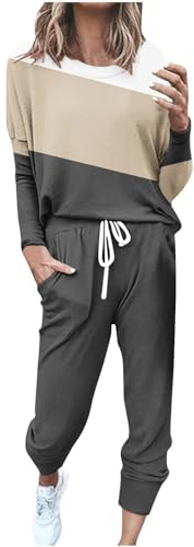 loungewear sets for women Tracksuit Womens Full Set Lounge Wear Sets Sweatsuits Oversized Solid Color Long Sleeve Shirts High Waist Wide Leg Joggers Warm Cosy Soft Nightwear Holiday Dailywear S
