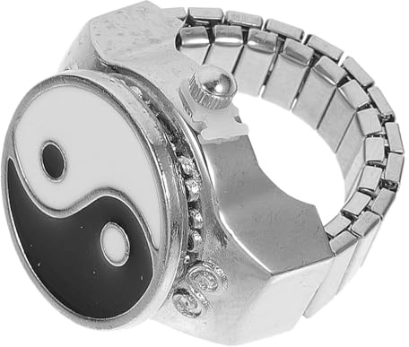 IMIKEYA Fingerring Uhr Ringuhr mit 8-Punkte Dekor Verstellbar Metall Fingeruhr für Alltag 1 Stück