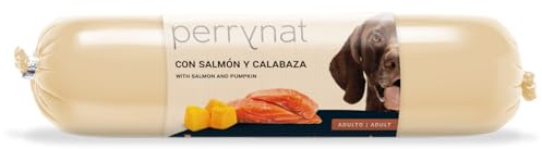 Salchicha para Perros Perrynat 800g - Dibaq. Alimento Completo para Perros. Snack y Entrenamiento. 80% Ingredientes Frescos. Sistema inmune Fuerte. (800g, Salmon y Calabaza)