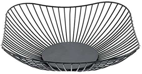 WATIIFUFU Cesta de Frutas de Hierro Negro para Cocina y Salón Diseño Multifuncional y Apertura Grande, Adecuado para Decoración y Uso Diario en Encimera