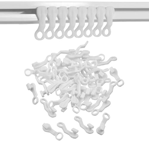 100 PCS White Curtain Track Gliders 2.9 x 0.9 x 0.8 cm,Curtain Hooks,Curtains Track Gliders,Easy Fit and Strong for Living Room Bedroom Caravan Office Ceiling