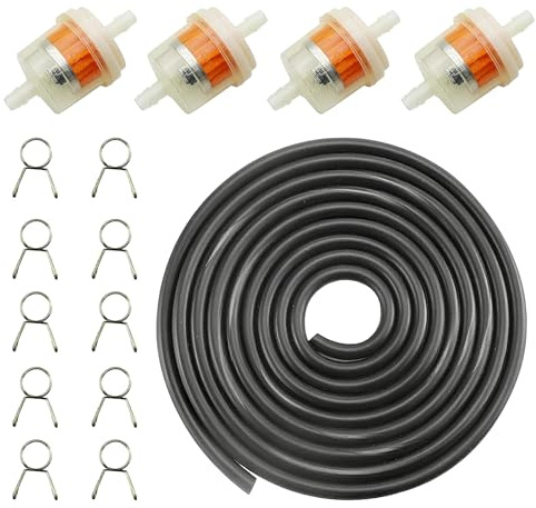 Set Filtro Carburante, Filtro Benzina Ciclomotore con Tubo Benzina, Filtri, Fascette Stringitubo, filtro Carburante benzina, per Moto, Tosaerba, Ciclomotore Elettrico e Auto