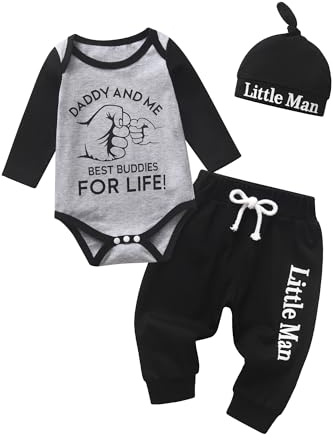 Tearfuty Newborn Baby Boy Clothes Long Sleeve Romper + Pants + Hat 3pcs Clothing Sets
