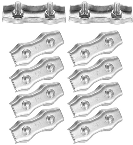 PATIKIL 10Pcs M5 Fermacavi Per Cavi D'Acciaio, 304 Acciaio Inox Duplex Fermacavi Doppio Bullone Per Diametro Cavo 3/32 (4mm) Per Attrezzatura Ringhiera Corda Per Bucato Banner Tenda