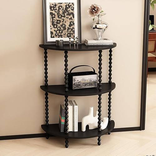 Leaceuv Console d'entrée,Meuble de Couloir,Petit Meuble d'entrée,Table Console Demi-Lune,Table Basse à 2 Niveaux avec Rangement,pour Salon,Bureau,Assemblage Facile(Nero,80cm/31.4in)