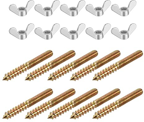 QUARKZMAN M6 Écrous à oreilles Écrou papillon Écrou Argenté 10pcs et M6x50mm Boulon Vis à Double tête 10pcs