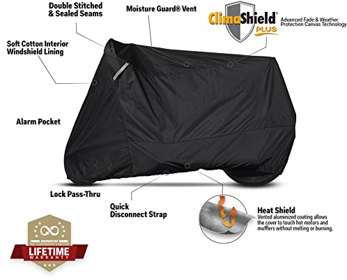 Dowco Guardian 51223-00 WeatherAll Plus Indoor/Outdoor Waterproof Motorcycle Cover: Black, Cruiser