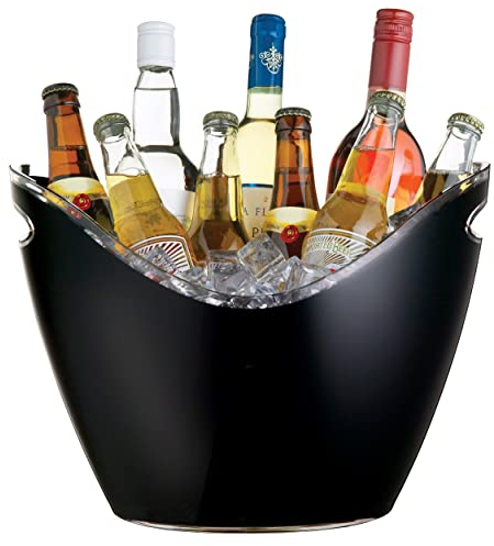 BarCraft Drinks Cooler Beer Bucket for Parties, BBQs and More, Acrylic, Black, 8 Litre