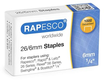 Rapesco S11661Z3 Punti Galvanizzati Tipo 26/6 mm (No.56), Confezione da 1000