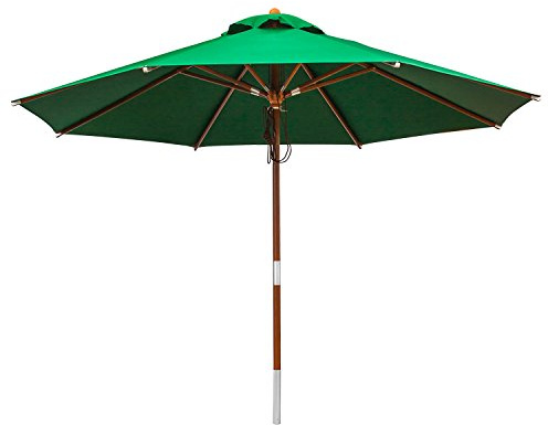 anndora® Sonnenschirm mit Holz Stamm 2 Teile Stammschutz - Gartenschirm 3,5 m rund 350 cm - UV Schutz + Winddach - Farbwahl