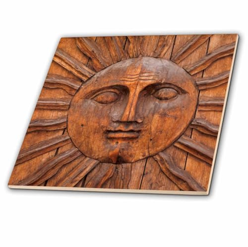 3dRose Mexico, San Miguel de Allende. Image of Sun Carving. 12 Inch Ceramic Tile