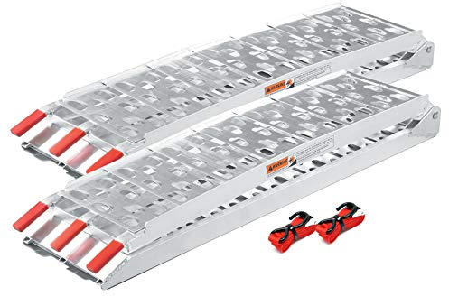 Wiltec 2X Auffahrrampe 223 cm 680 kg für ATV Motorrad Quad, Aluminium Auffahrschiene faltbar, Verladerampe rutschsicher