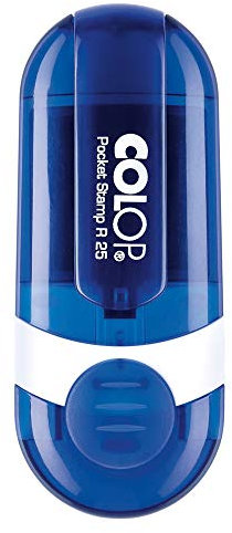 Stempel Colop Pocket Stamp R 25 custom (ø25 mm - 4 Zeilen) mit individueller Textplatte Farbe Indigo