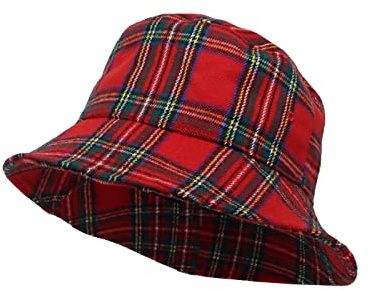 WITHMOONS Fedora-Hut, Polyester, kariert, Schottenkaro, HMB1299 (rot)