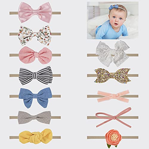 Baby Stirnbänder Kinder Haarband 12 Stück Mode Haarschmuck Headband Hairband Neugeborene Dekoration Babyschmuck für Kleinkind und Baby Mädchen