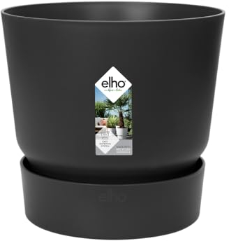 Elho Greenville Round 18 - Vaso per Esterno - Ø 18.3 x H 17.4 cm - Nero/Living Black