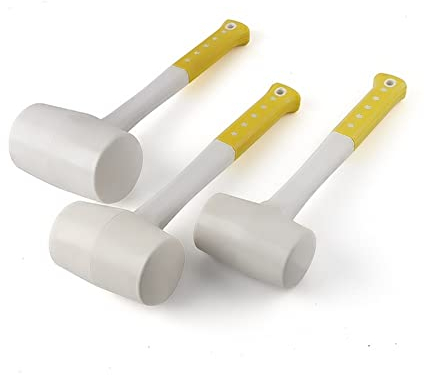 FHYTGBS Weißer Gummihammer - 1 Stück Fliesenkleber Montagehammer mit rutschfestem Griff Kunststoff Fliesen Installation Hammer manuell (Gewicht: 55 mm Durchmesser)