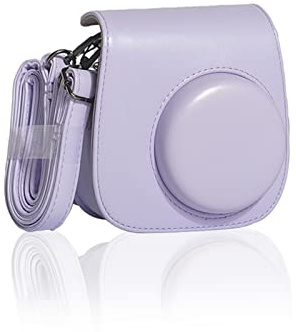 HIUOUIH Étui pour Instax Mini 11 Violet Lavande, Housse Appareil Photo Instantané en Cuir PU avec Bandoulière Réglable, Pochette de Protection à Rabat, Fermeture Magnétique, Intérieur Doux