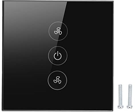 WiFi Fan Switch, Smart WiFi Dimmer Fan Switch, Control táctil del interruptor del ventilador inteligente, Temporizador inalámbrico Control de aplicación de voz para Tuya 110‑240V 50/60HZ(Negro)