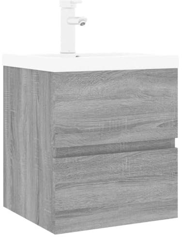 vidaXL Waschbeckenschrank mit Einbaubecken Grau Sonoma Holzwerkstoff