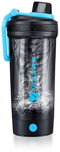 VOLTRX Botella de coctelera, batidora eléctrica recargable de galio, USB C, tazas agitadoras para batidos de proteínas y batidos de reemplazo de comidas, sin BPA, fabricado con Tritan, 24 onzas