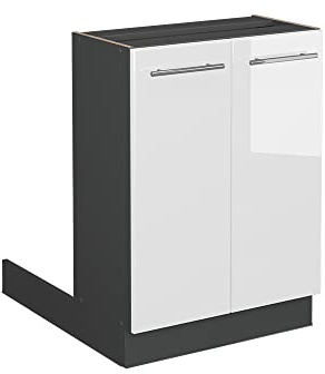 Vicco Kücheninsel Fame-Line, Weiß Hochglanz, 60 cm | MDF-Front · 1 Einlegeboden · Höhenverstellbare Füße · Metallgriffe · Soft-Close