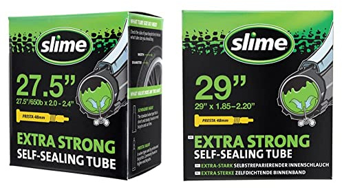 Slime 30076 Bike Inner Tube, 27.5 (650b) x 2.0-2.4 & 30043 Bike Inner Tube with Slime Puncture Sealant, Extra Strong, Self Sealing, Prevent and Repair, Presta Valve, 29 x 1.85-2.20