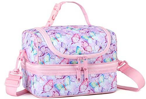 VASCHY - Isolierte Lunchtasche - Herren Damen Tragbare Tasche - Separate Fächer Isoliert - Kinder Wiederverwendbare Lunchtasche mit verstellbarem Schultergurt für Schule, Büro oder Picknick