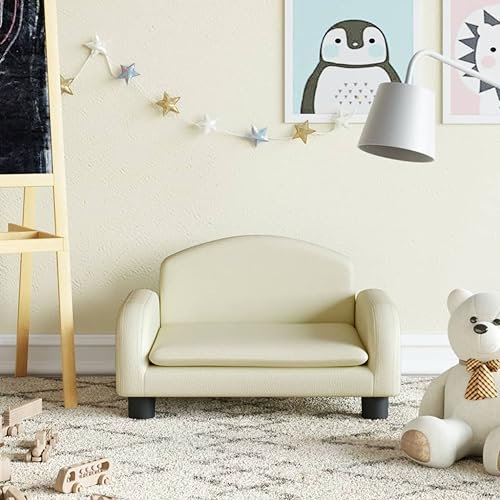 Homgoday Kindersofa Kindercouch Msinisofa Kindersessel Kindersofa Sofa Sessel Sitzmöbel Kinder Sofa für Kinderzimmer Kindermöbel Creme 50x40x30 cm Kunstleder